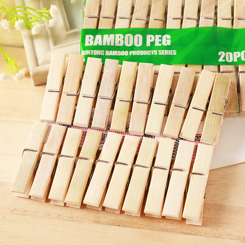 Woodworking Z Clips - 20Pcs Natural Bamboo Clothes Peg Wooden