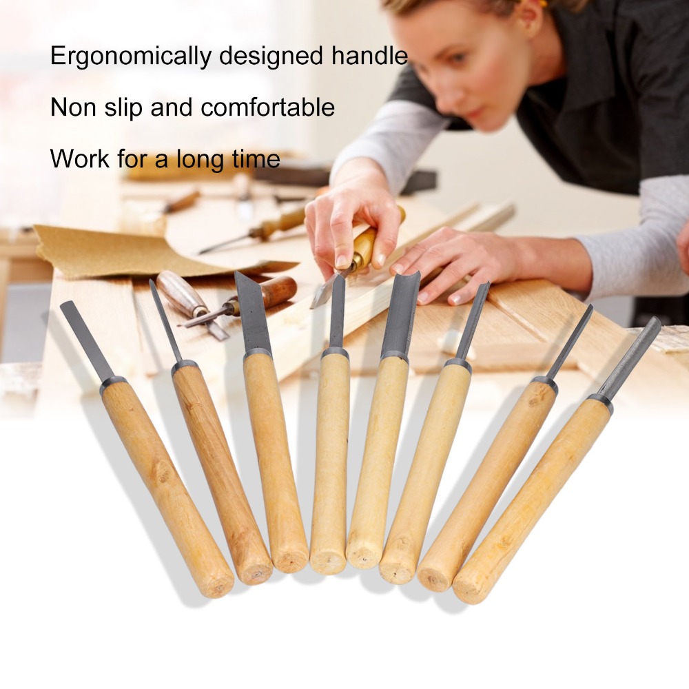 8PCS HSS Steel Wood Turning Ch - Skew Chisel Wood recension och pris