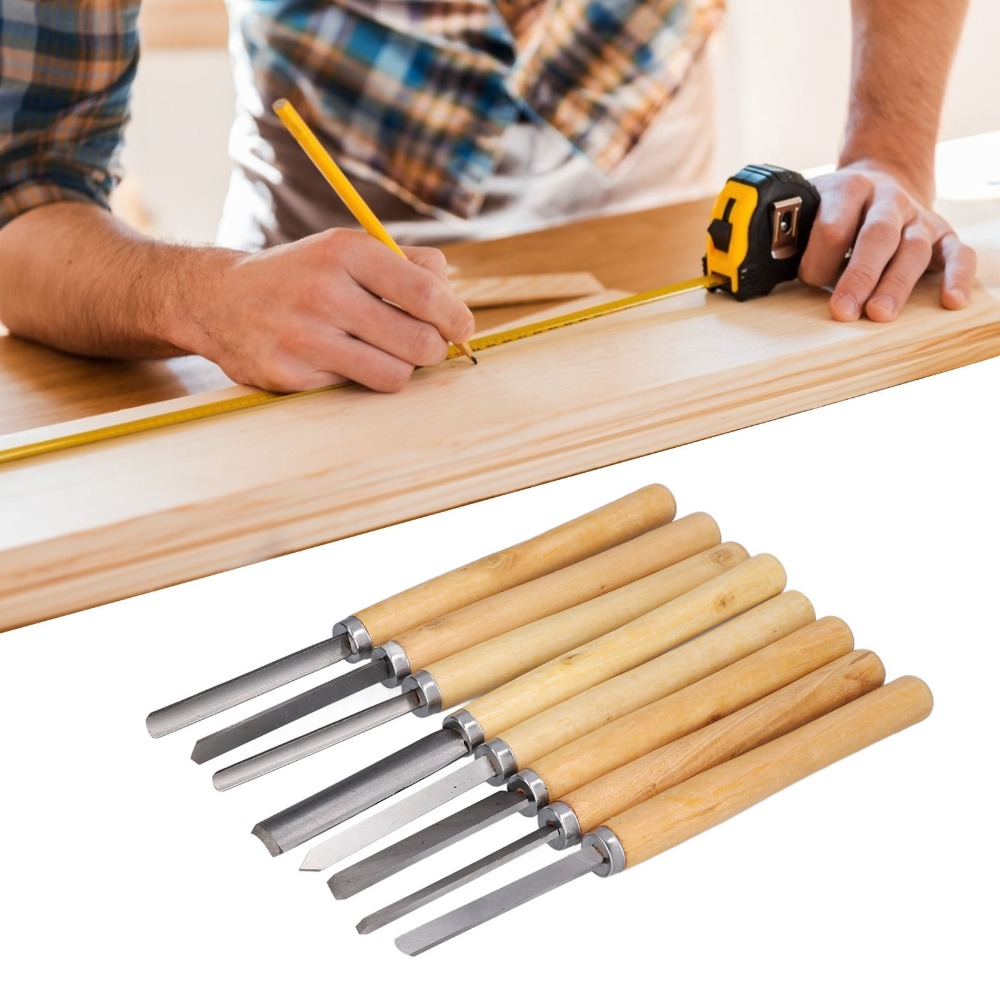 8PCS HSS Steel Wood Turning Ch - Skew Chisel Wood recension och pris