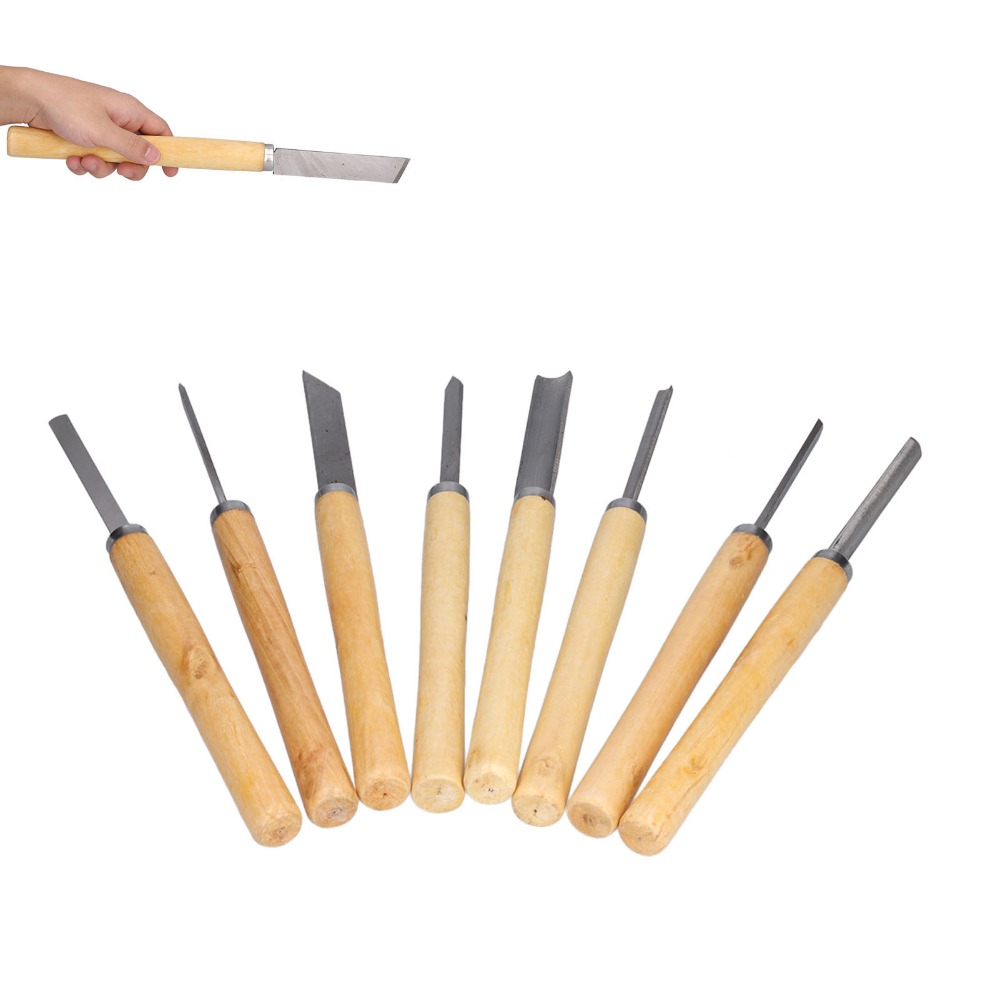 8PCS HSS Steel Wood Turning Ch - Skew Chisel Wood recension och pris