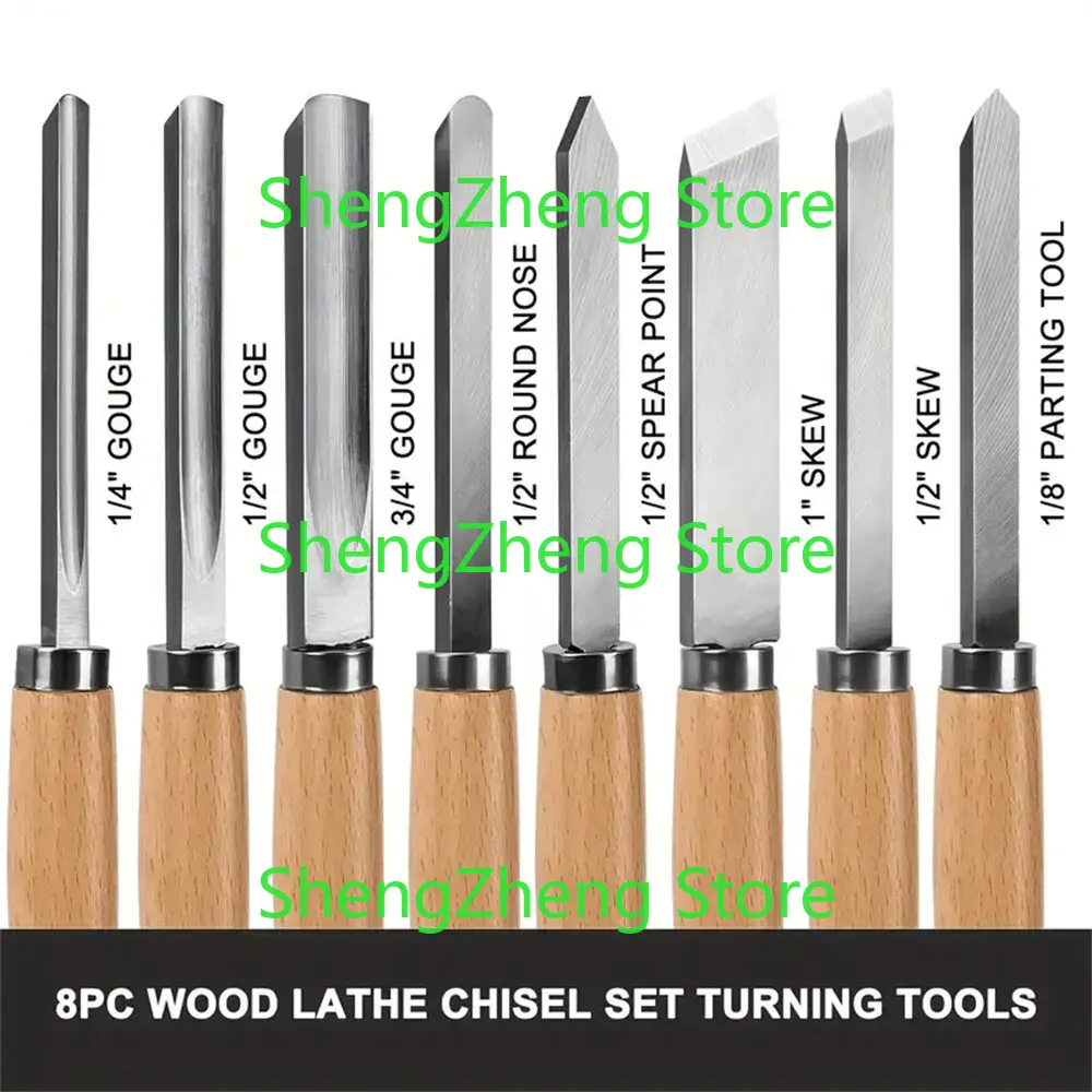 8Pcs Professional Wood Turning - Skew Chisel Wood recension och pris