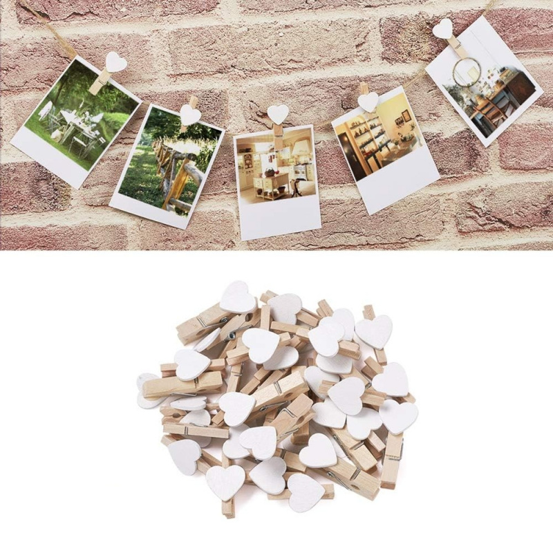 50pcs White Heart Clothespins  - Woodworking Z Clips recension och pris