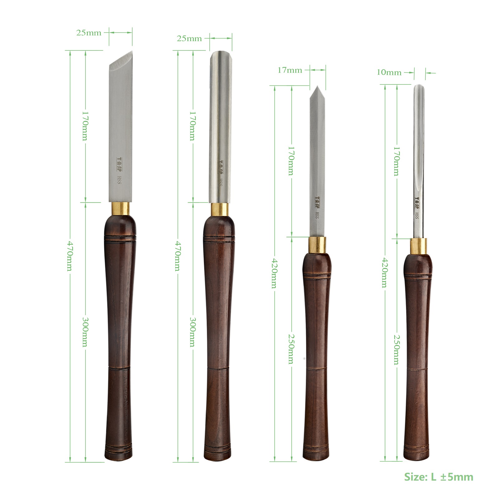 TASP 4pcs HSS Woodturning Chis - Skew Chisel Wood recension och pris