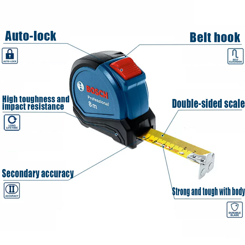 Bosch 8M Magnetic Steel Tape M - Woodworking Definition recension och pris